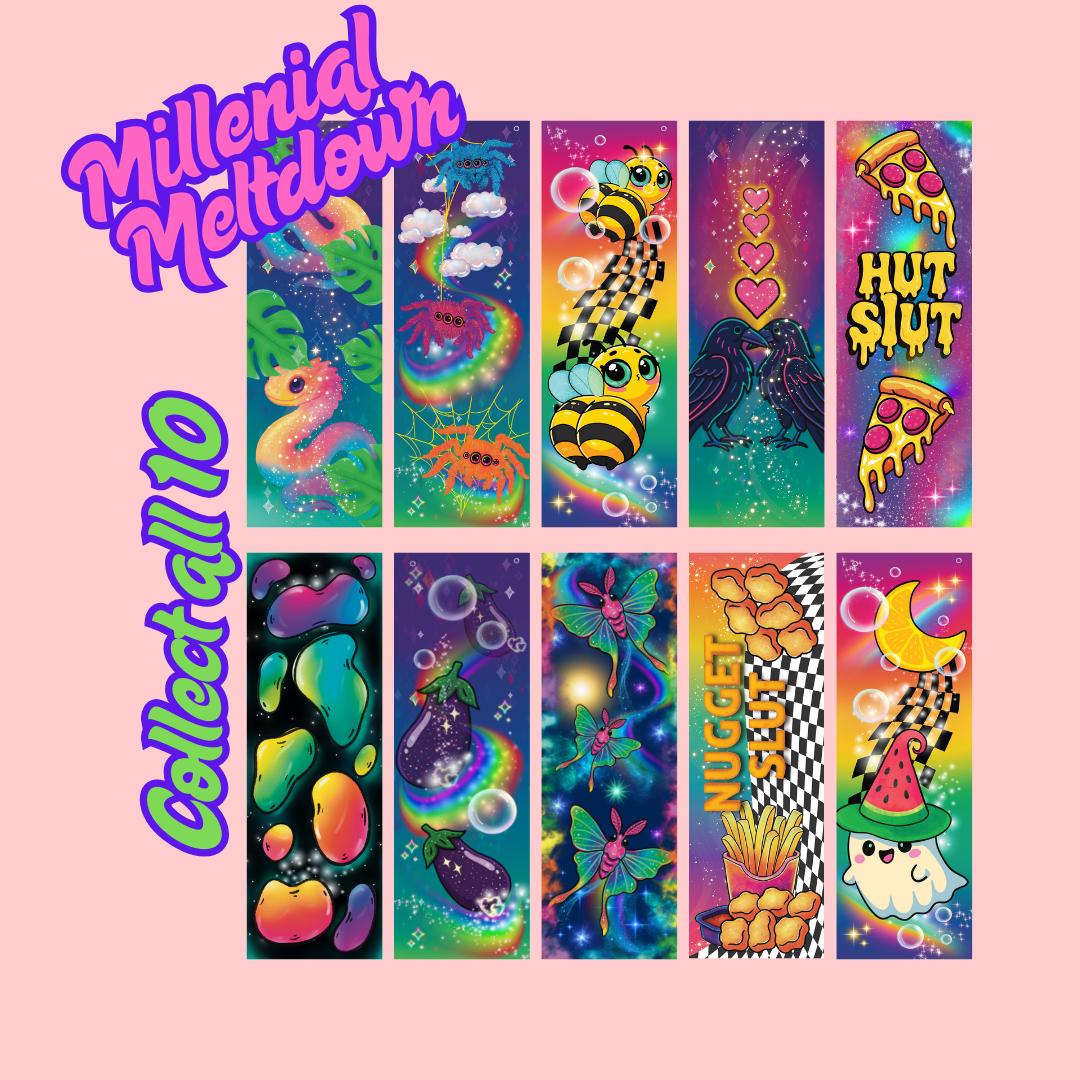 Rainbow Chaos Bookmark | Funny Maximalist Bookmark for Book Lovers | Neon Aesthetic | Animal Lover Gift | Quirky Stationery for Her