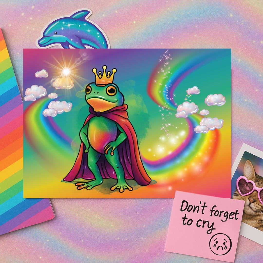 Funny Maximalist Postcard | Neon Animal Aesthetic | Snarky Millennial Stationery | Rainbow Chaos Mail | Weird Cute Card for Her