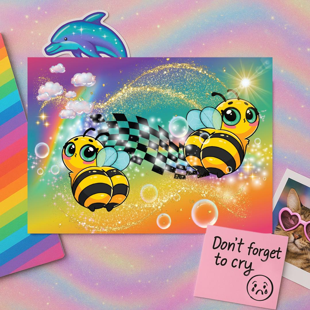Funny Maximalist Postcard | Neon Animal Aesthetic | Snarky Millennial Stationery | Rainbow Chaos Mail | Weird Cute Card for Her