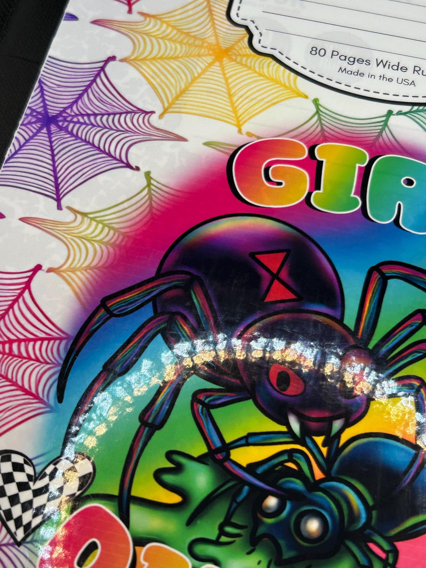 Rainbow Dreamcore 90s y2k Aesthetic Girl Dinner Black Widow Notebook and Bookmark Set