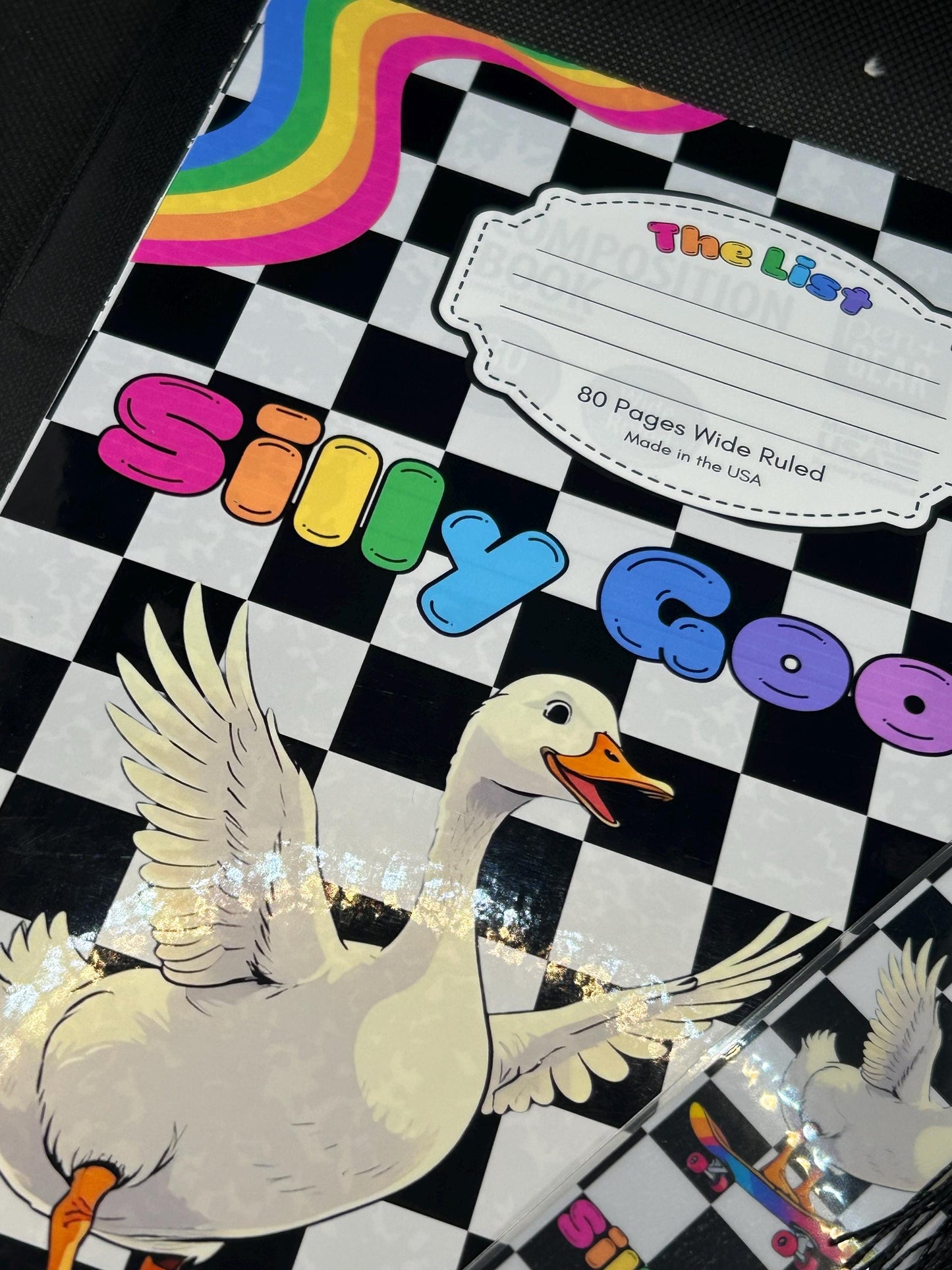 Rainbow Dreamcore 90s y2k Aesthetic Silly Goose Composition Notebook and Bookmark Set
