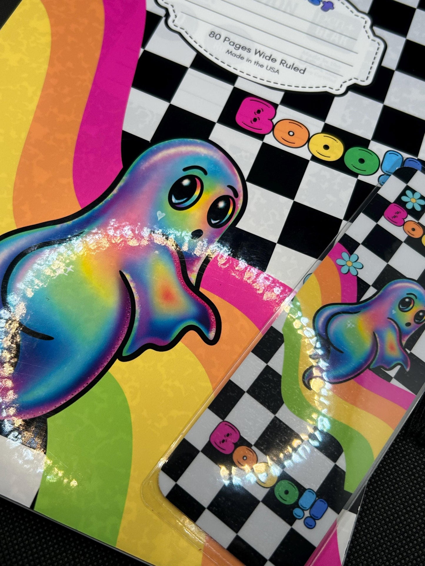 Rainbow Dreamcore 90s y2k Aesthetic Cheeky Boo Booty Ghost with the Most Notebook and Bookmark Set