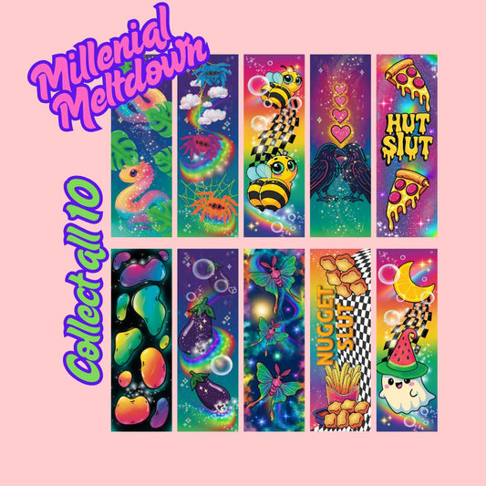 Rainbow Chaos Bookmark | Funny Maximalist Bookmark for Book Lovers | Neon Aesthetic | Animal Lover Gift | Quirky Stationery for Her