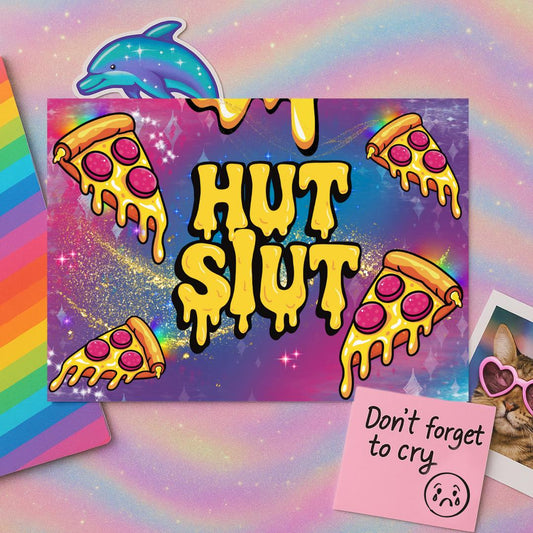 Funny Maximalist Postcard | Neon Animal Aesthetic | Snarky Millennial Stationery | Rainbow Chaos Mail | Weird Cute Card for Her