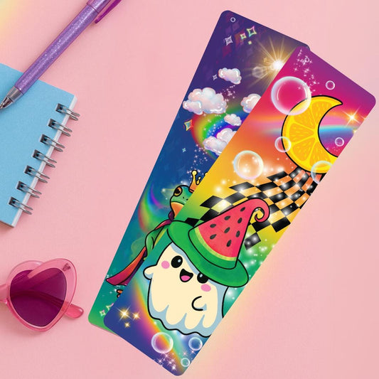 Rainbow Chaos Bookmark | Funny Maximalist Bookmark for Book Lovers | Neon Aesthetic | Animal Lover Gift | Quirky Stationery for Her