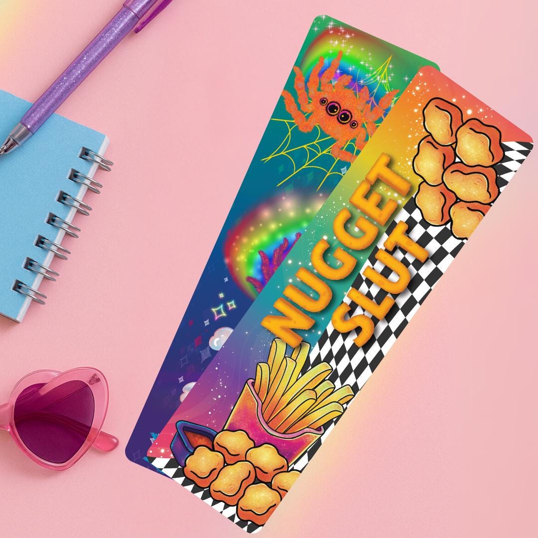 Rainbow Chaos Bookmark | Funny Maximalist Bookmark for Book Lovers | Neon Aesthetic | Animal Lover Gift | Quirky Stationery for Her
