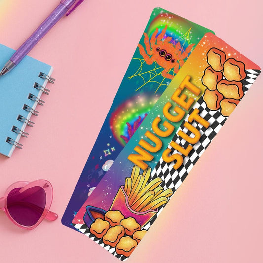 Rainbow Chaos Bookmark | Funny Maximalist Bookmark for Book Lovers | Neon Aesthetic | Animal Lover Gift | Quirky Stationery for Her