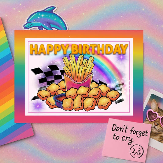 Funny Maximalist Postcard | Neon Animal Aesthetic | Snarky Millennial Stationery | Rainbow Chaos Mail | Weird Cute Card for Her
