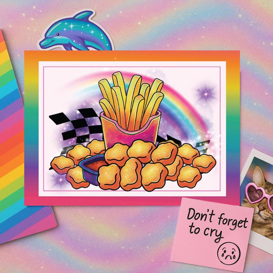 Funny Maximalist Postcard | Neon Animal Aesthetic | Snarky Millennial Stationery | Rainbow Chaos Mail | Weird Cute Card for Her