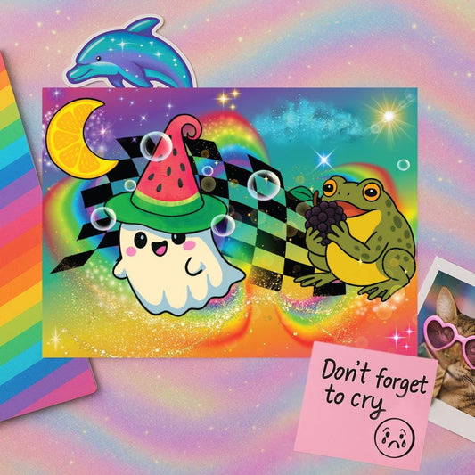 Funny Maximalist Postcard | Neon Animal Aesthetic | Snarky Millennial Stationery | Rainbow Chaos Mail | Weird Cute Card for Her