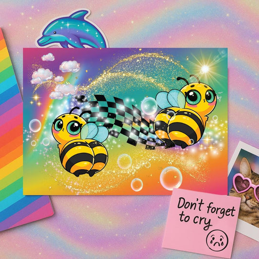 Funny Maximalist Postcard | Neon Animal Aesthetic | Snarky Millennial Stationery | Rainbow Chaos Mail | Weird Cute Card for Her