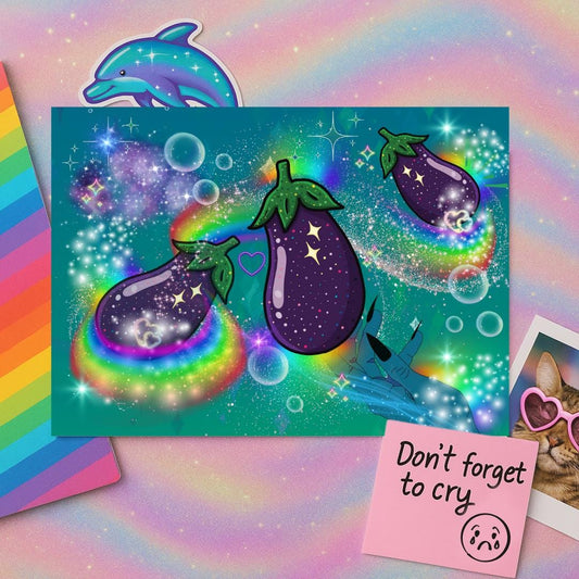 Funny Maximalist Postcard | Neon Animal Aesthetic | Snarky Millennial Stationery | Rainbow Chaos Mail | Weird Cute Card for Her