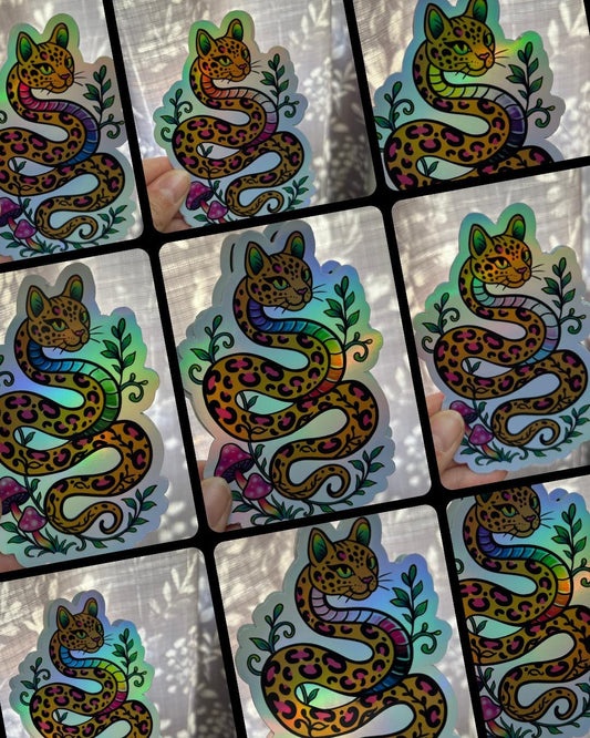 Holographic Pride Cat Snake Vinyl Sticker Waterproof Laptop Sticker Water Bottle Unhinged Millennial Aesthetic Custom Stickers Available