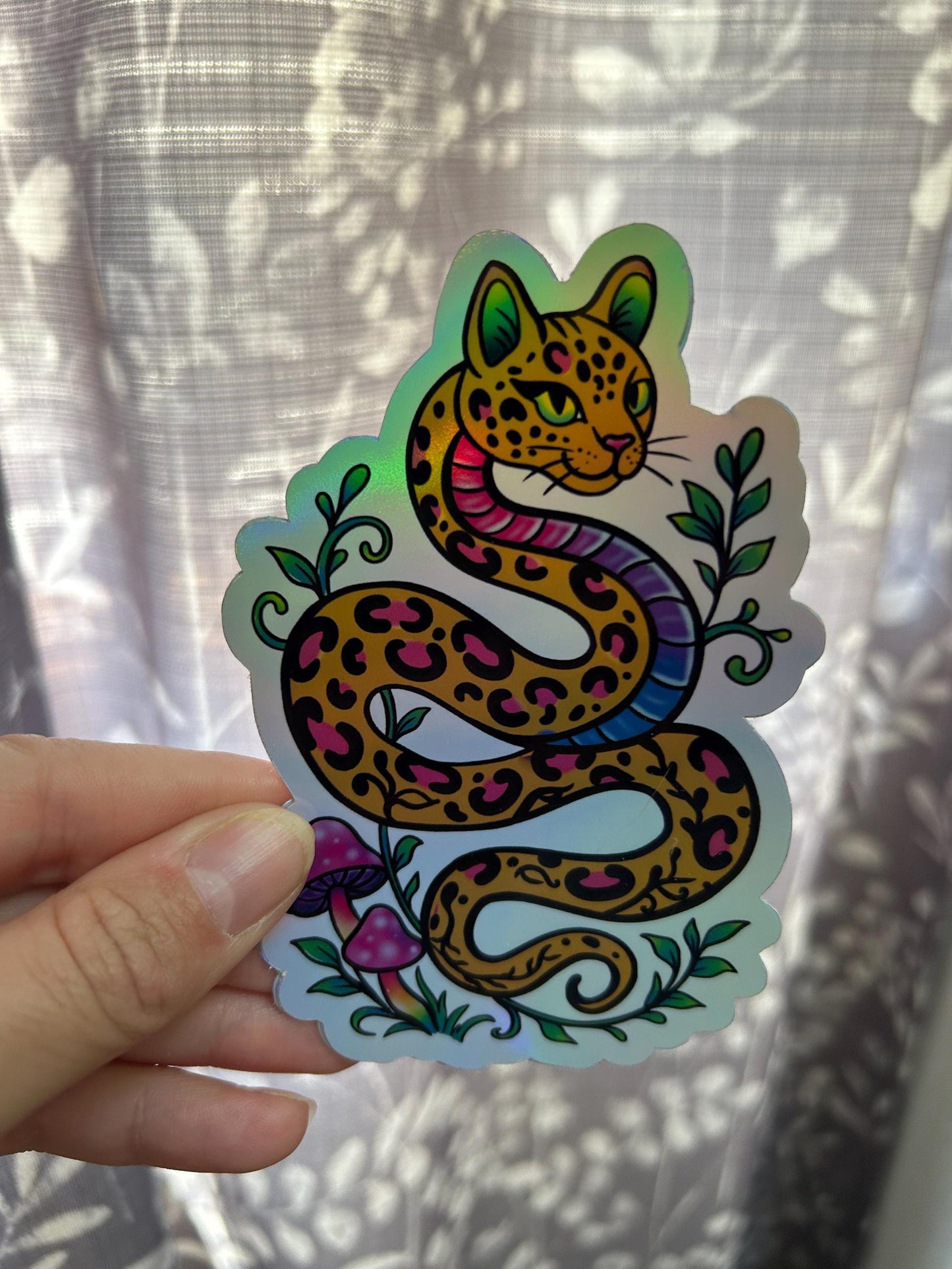 Holographic Pride Cat Snake Vinyl Sticker Waterproof Laptop Sticker Water Bottle Unhinged Millennial Aesthetic Custom Stickers Available