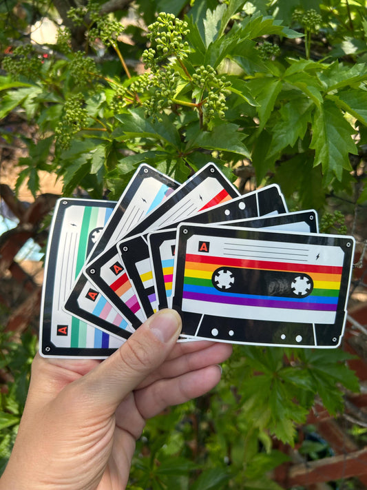 Pride Retro Cassette Vinyl Sticker Waterproof Laptop Sticker Water Bottle Unhinged Millennial Aesthetic Custom Stickers Available