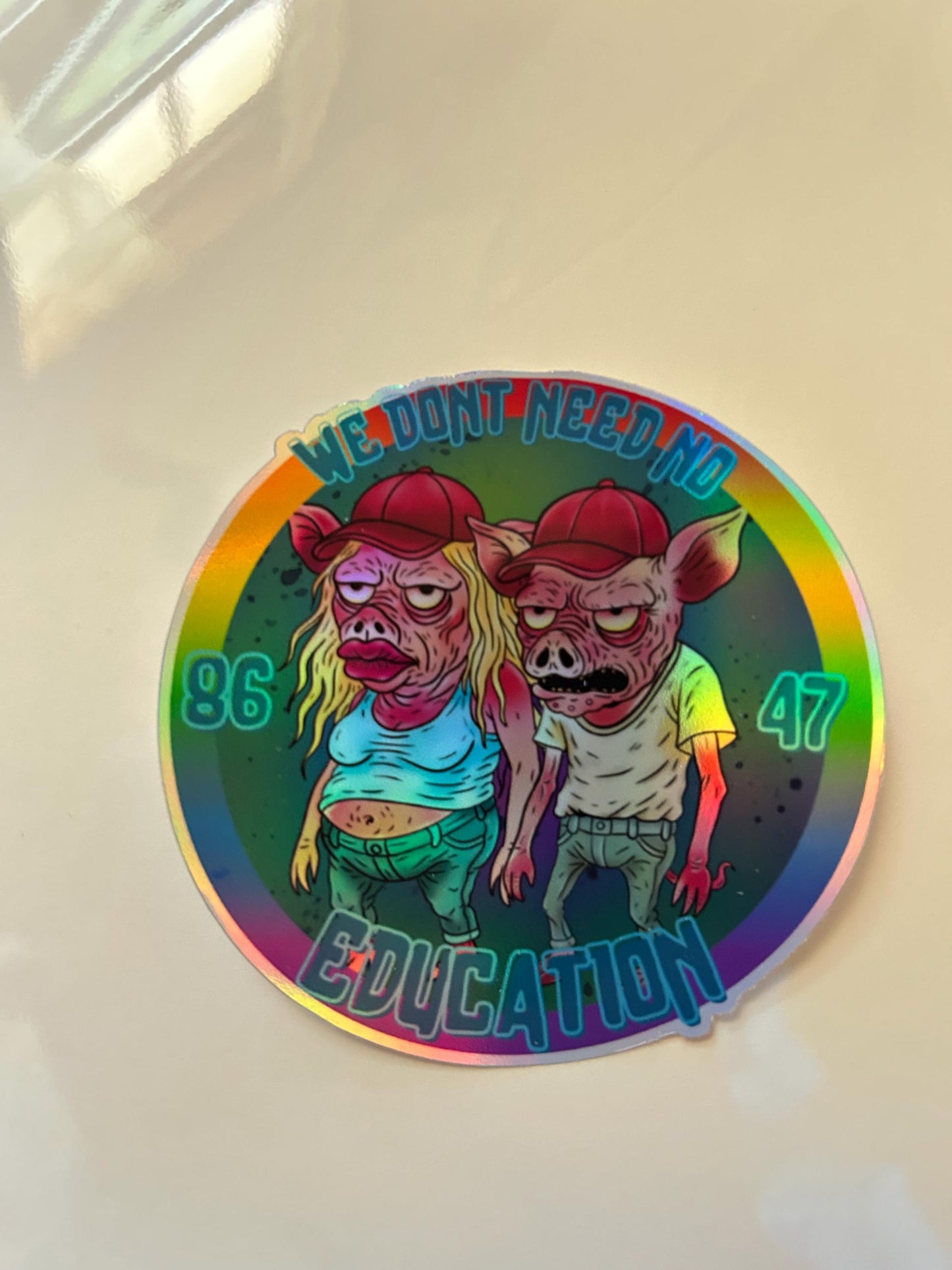 Ministry of Meat –  FDT Sticker 8647 Dystopian Protest Art  Leftist Pig Illustration  Anti-Greed Political Art