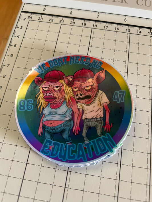 Ministry of Meat –  FDT Sticker 8647 Dystopian Protest Art  Leftist Pig Illustration  Anti-Greed Political Art