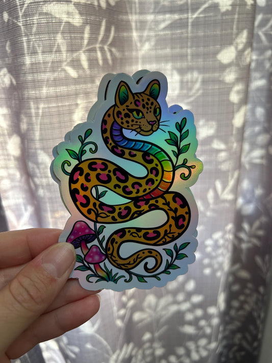Holographic Pride Cat Snake Vinyl Sticker Waterproof Laptop Sticker Water Bottle Unhinged Millennial Aesthetic Custom Stickers Available