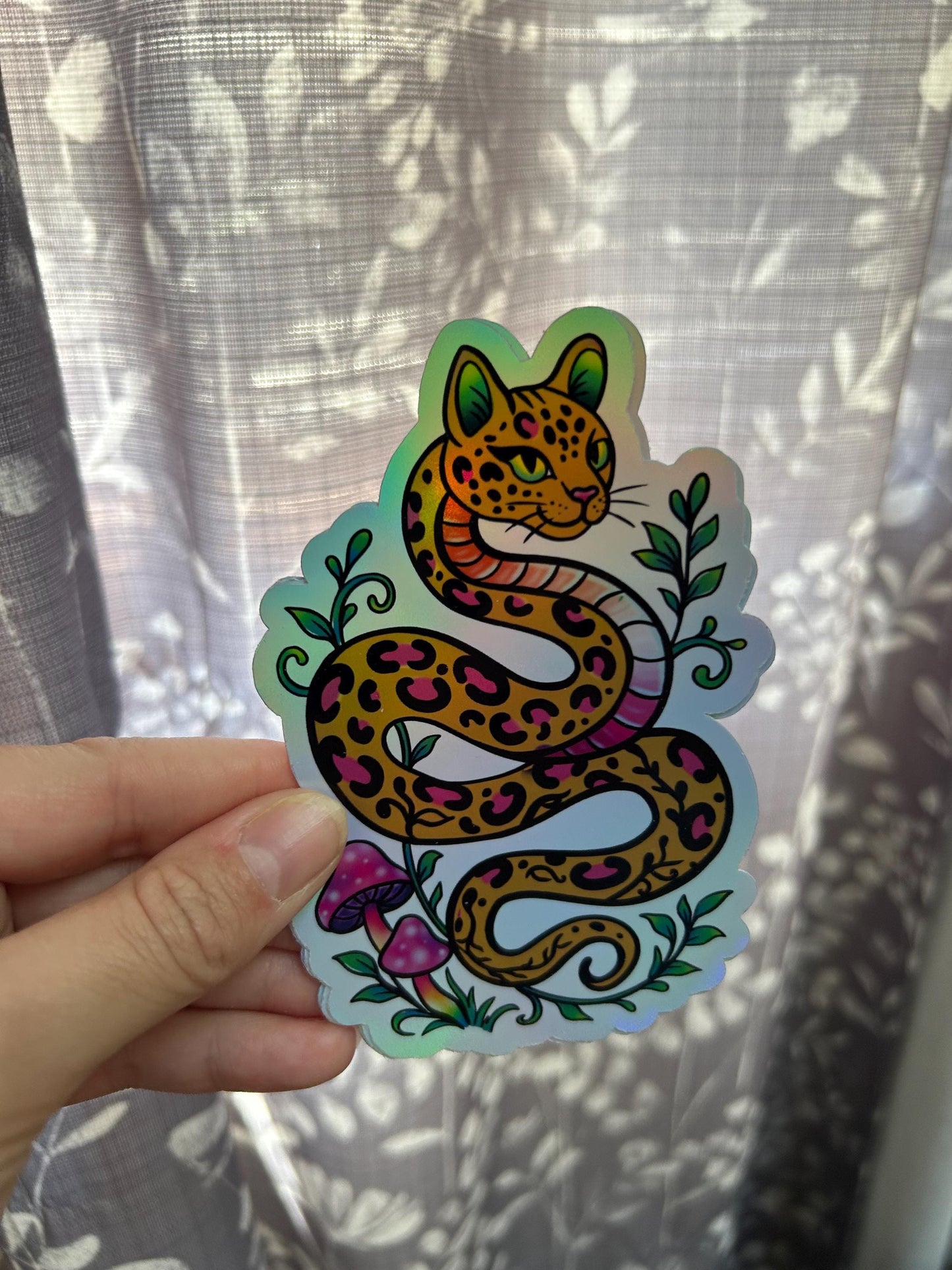 Holographic Pride Cat Snake Vinyl Sticker Waterproof Laptop Sticker Water Bottle Unhinged Millennial Aesthetic Custom Stickers Available
