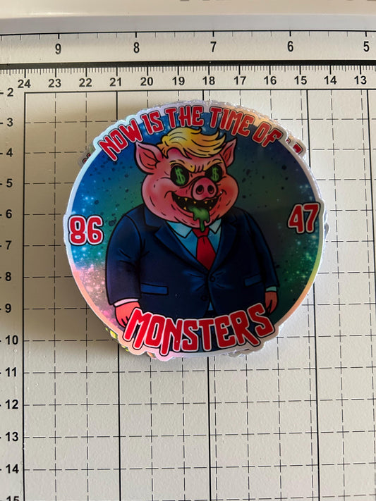 Ministry of Meat –  FDT Sticker 8647 Dystopian Protest Art  Leftist Pig Illustration  Anti-Greed Political Art