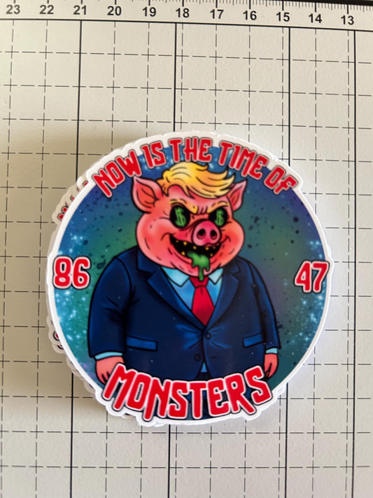 Ministry of Meat –  FDT Sticker 8647 Dystopian Protest Art  Leftist Pig Illustration  Anti-Greed Political Art