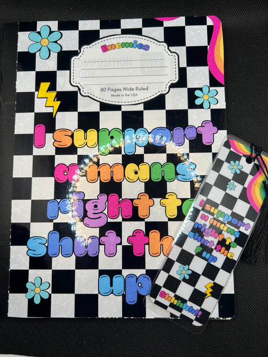 Rainbow Dreamcore 90s y2k Aesthetic I Support Composition Notebook and Bookmark Set